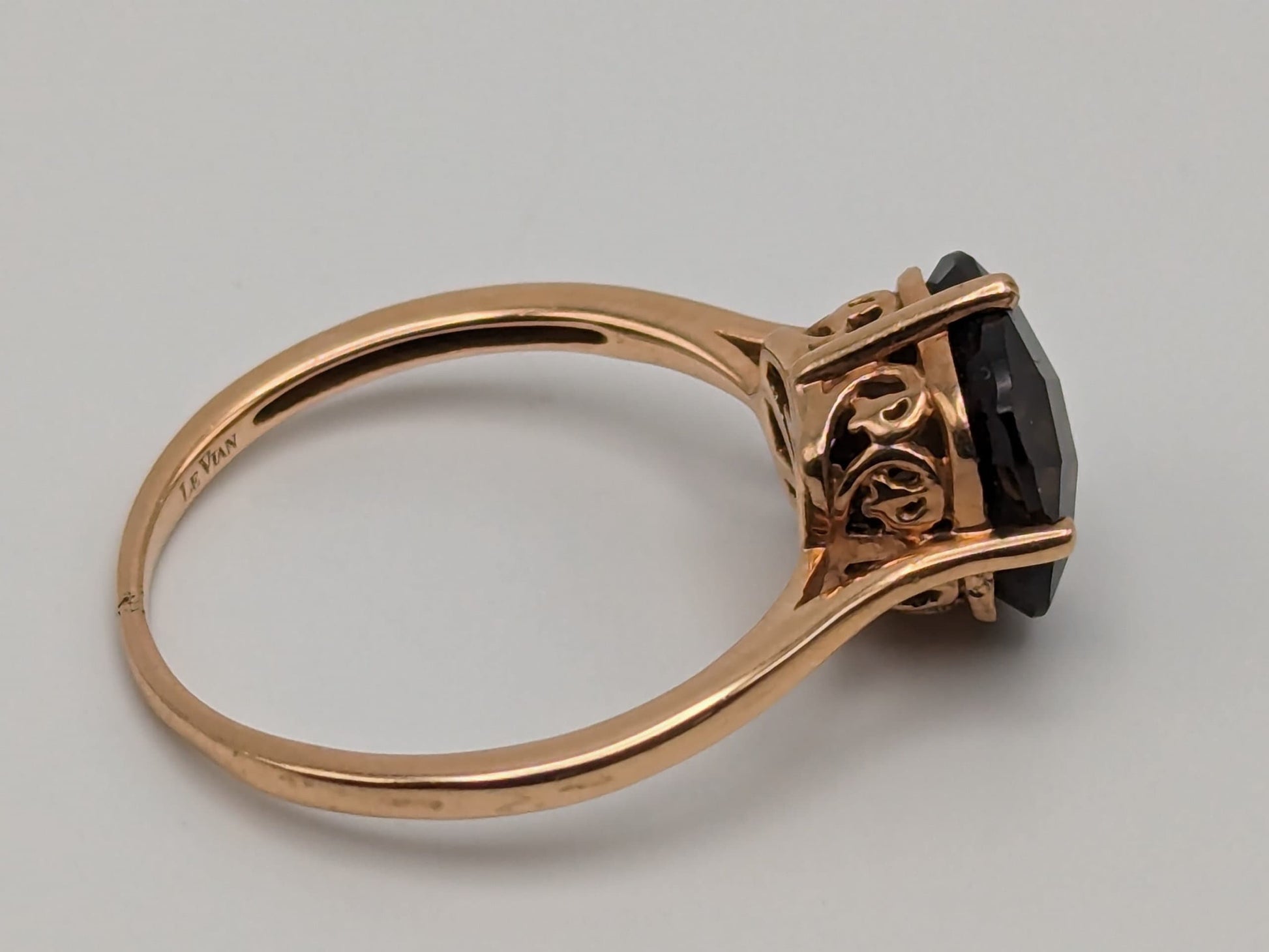 LeVian 14k Yellow Gold Chocolate Smoky Quartz Square Statement Wdding Cocktail Ring