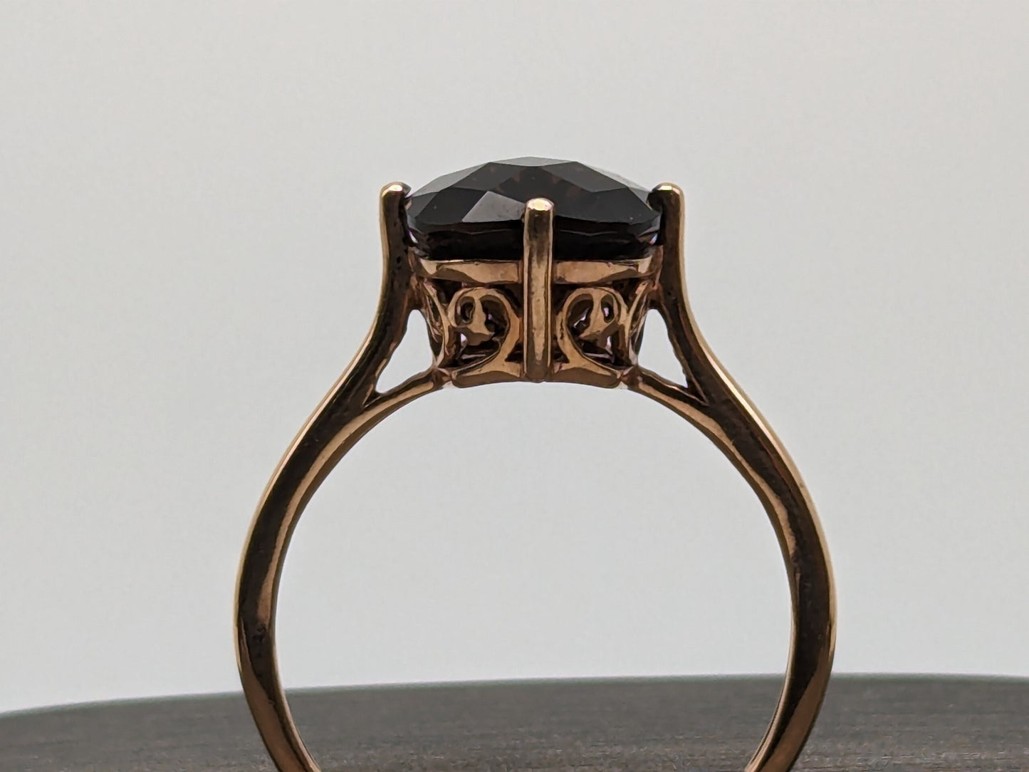 LeVian 14k Yellow Gold Chocolate Smoky Quartz Square Statement Wdding Cocktail Ring