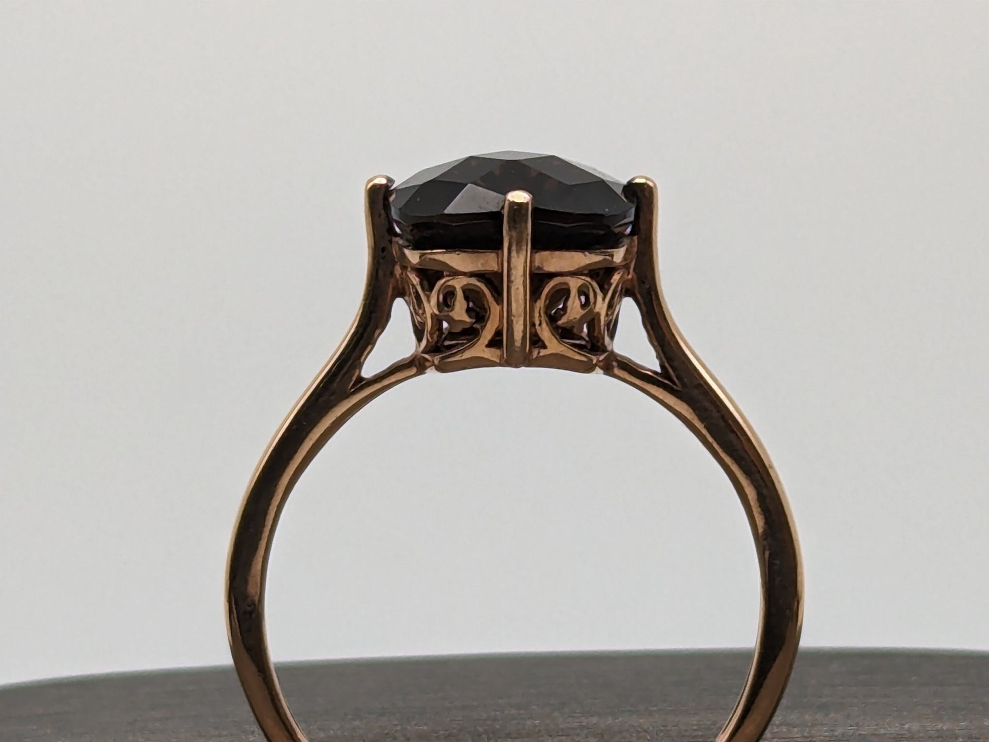 LeVian 14k Yellow Gold Chocolate Smoky Quartz Square Statement Wdding Cocktail Ring