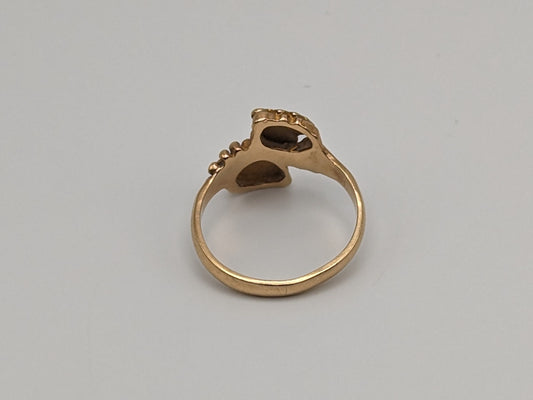 10k Multi-tone Gold Black Hills Signet Ring. Rose Gold Flower Vine Ring.