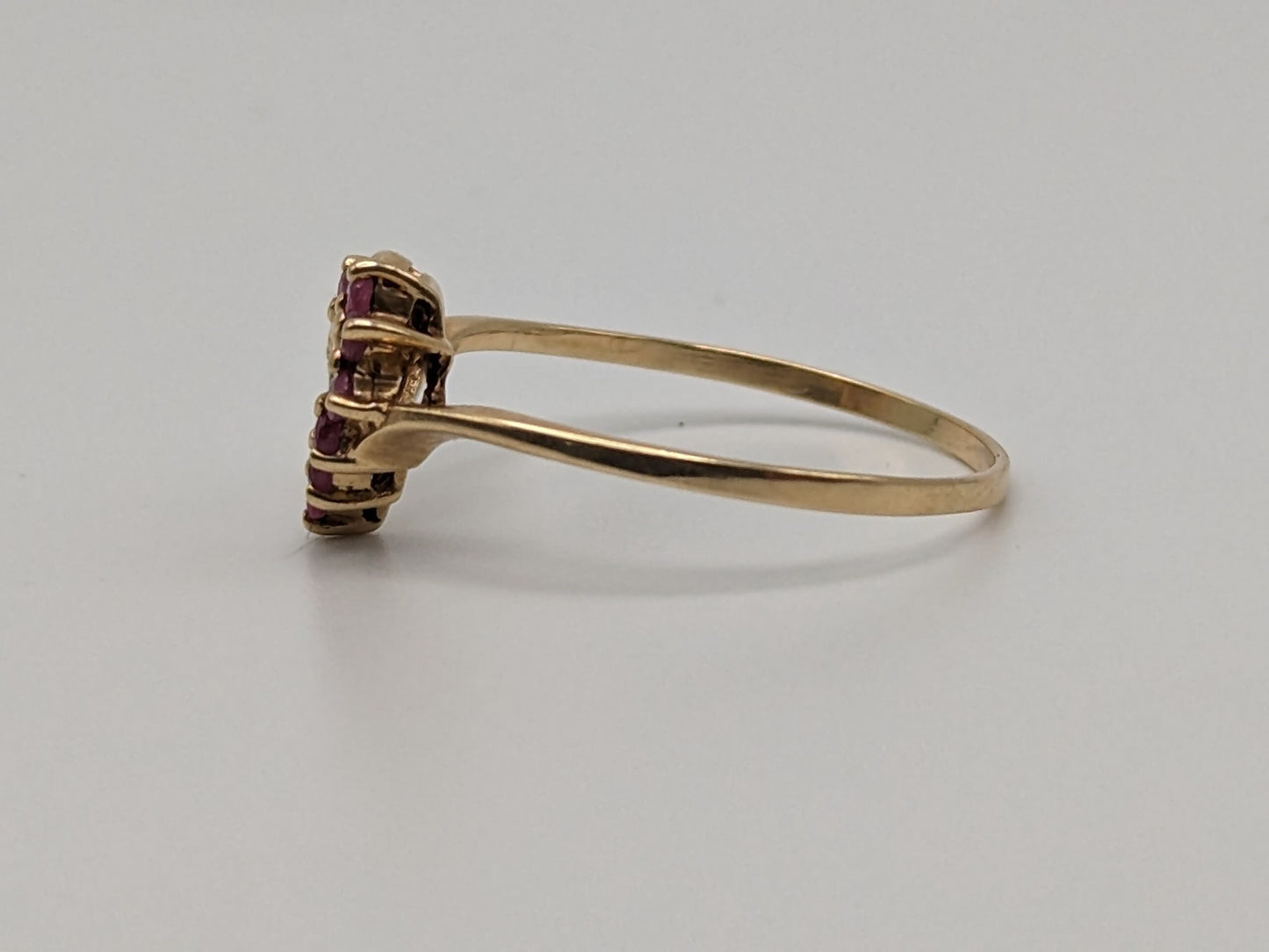 10k Yellow Gold Diamond Ruby Heart Ring Promise Engagement Wedding band