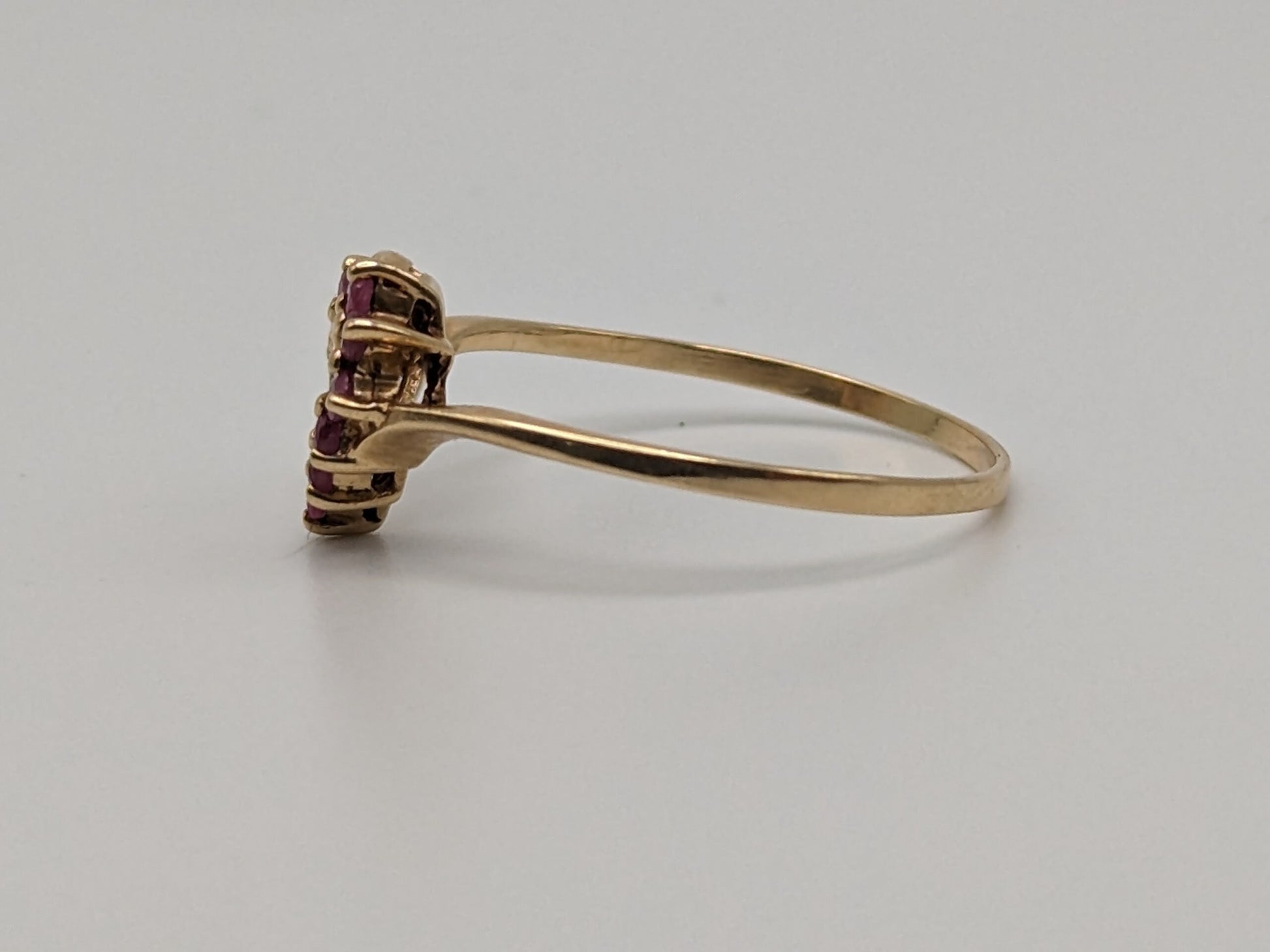 10k Yellow Gold Diamond Ruby Heart Ring Promise Engagement Wedding band