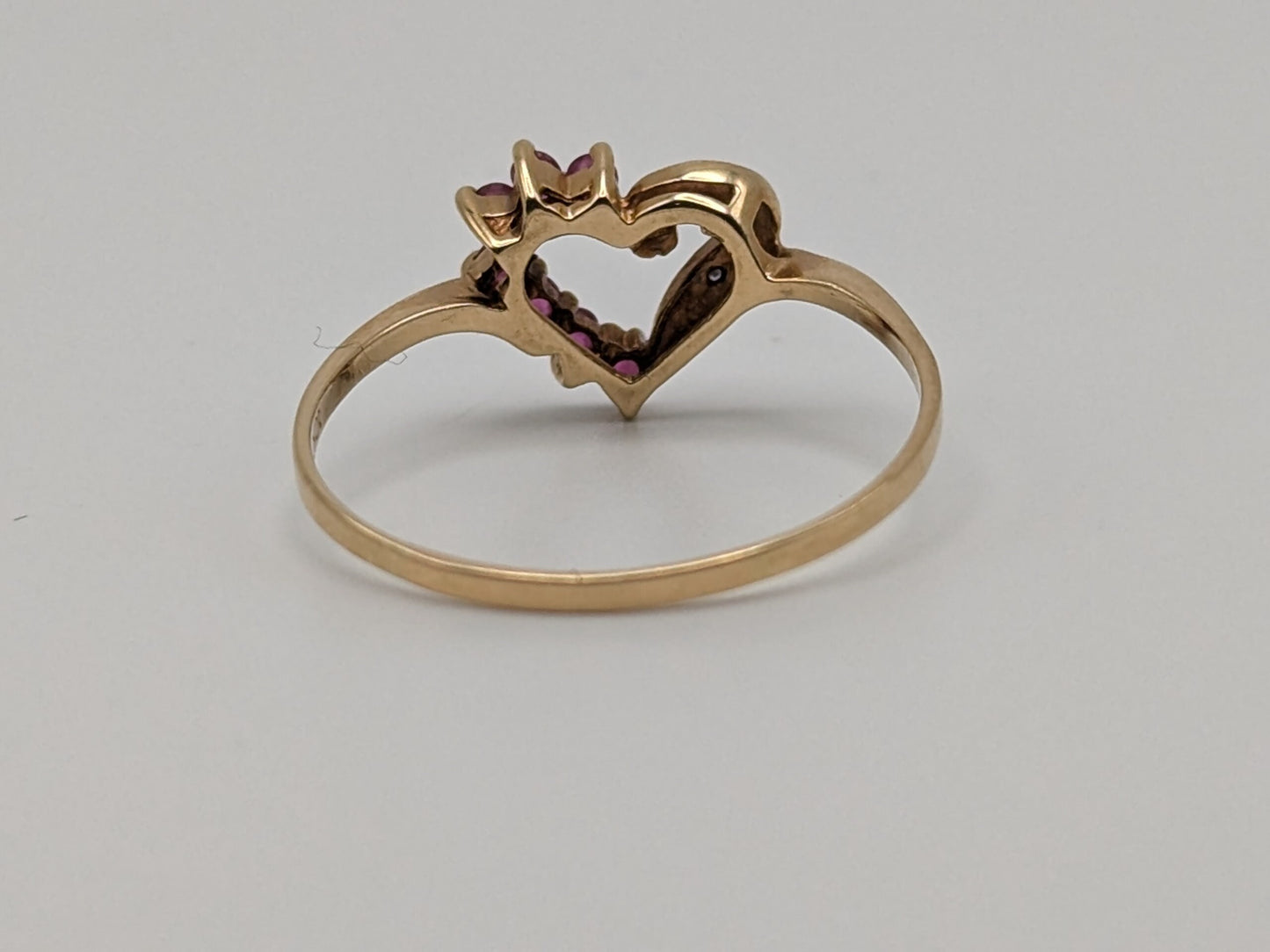 10k Yellow Gold Diamond Ruby Heart Ring Promise Engagement Wedding band