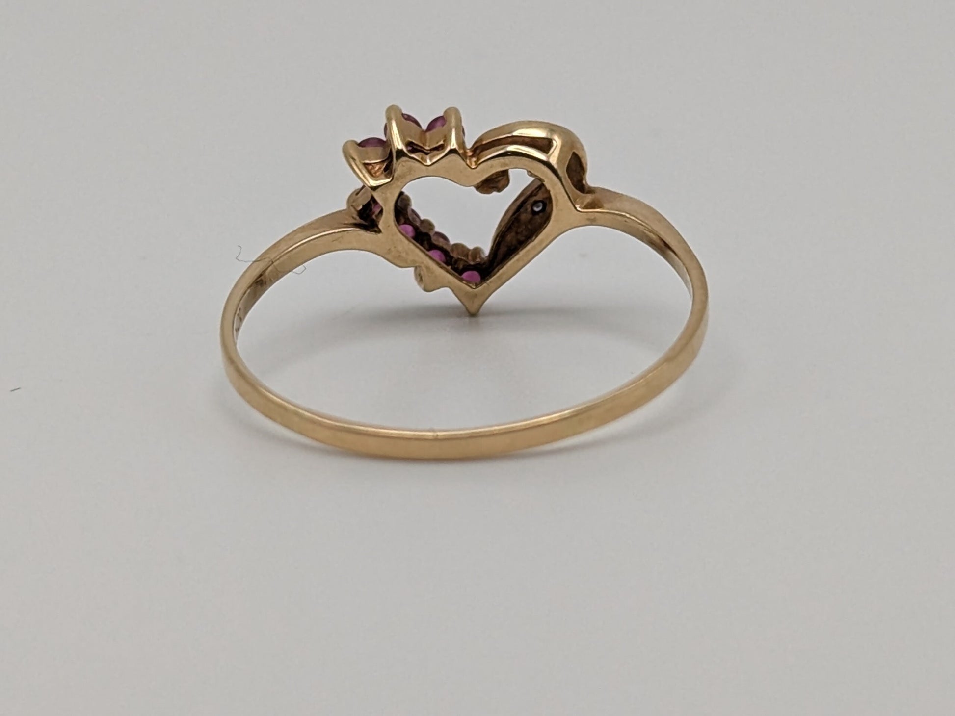 10k Yellow Gold Diamond Ruby Heart Ring Promise Engagement Wedding band