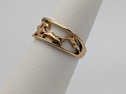14k Yellow Gold Dolpine Ring. Gold Dolphine Ring.