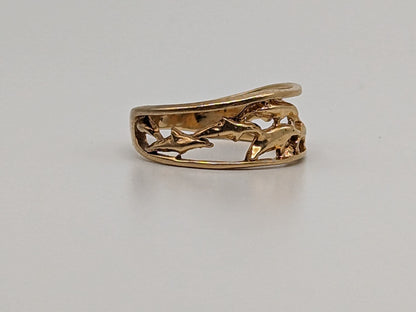 14k Yellow Gold Dolpine Ring. Gold Dolphine Ring.