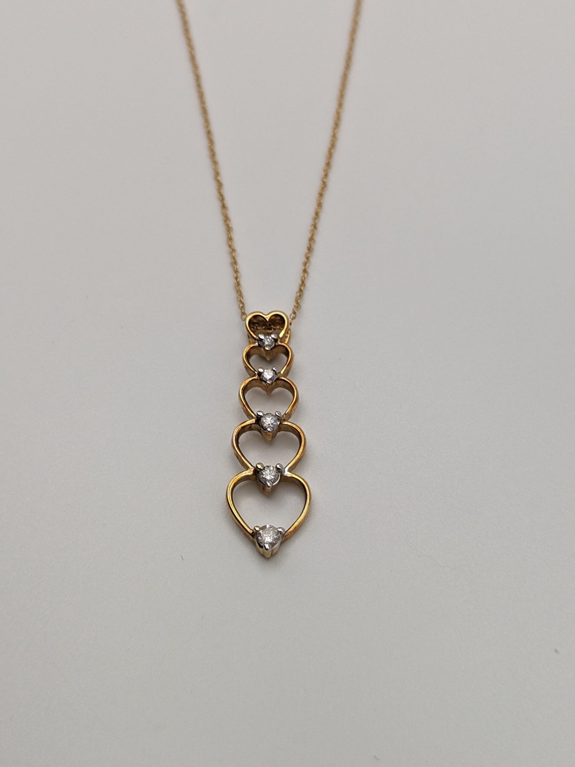 14K Yellow Gold Diamond Journey Heart Pendant & Yellow Gold 18" Necklace Chain