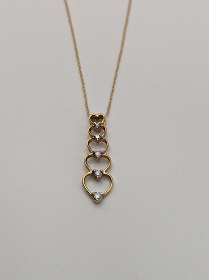14K Yellow Gold Diamond Journey Heart Pendant & Yellow Gold 18" Necklace Chain