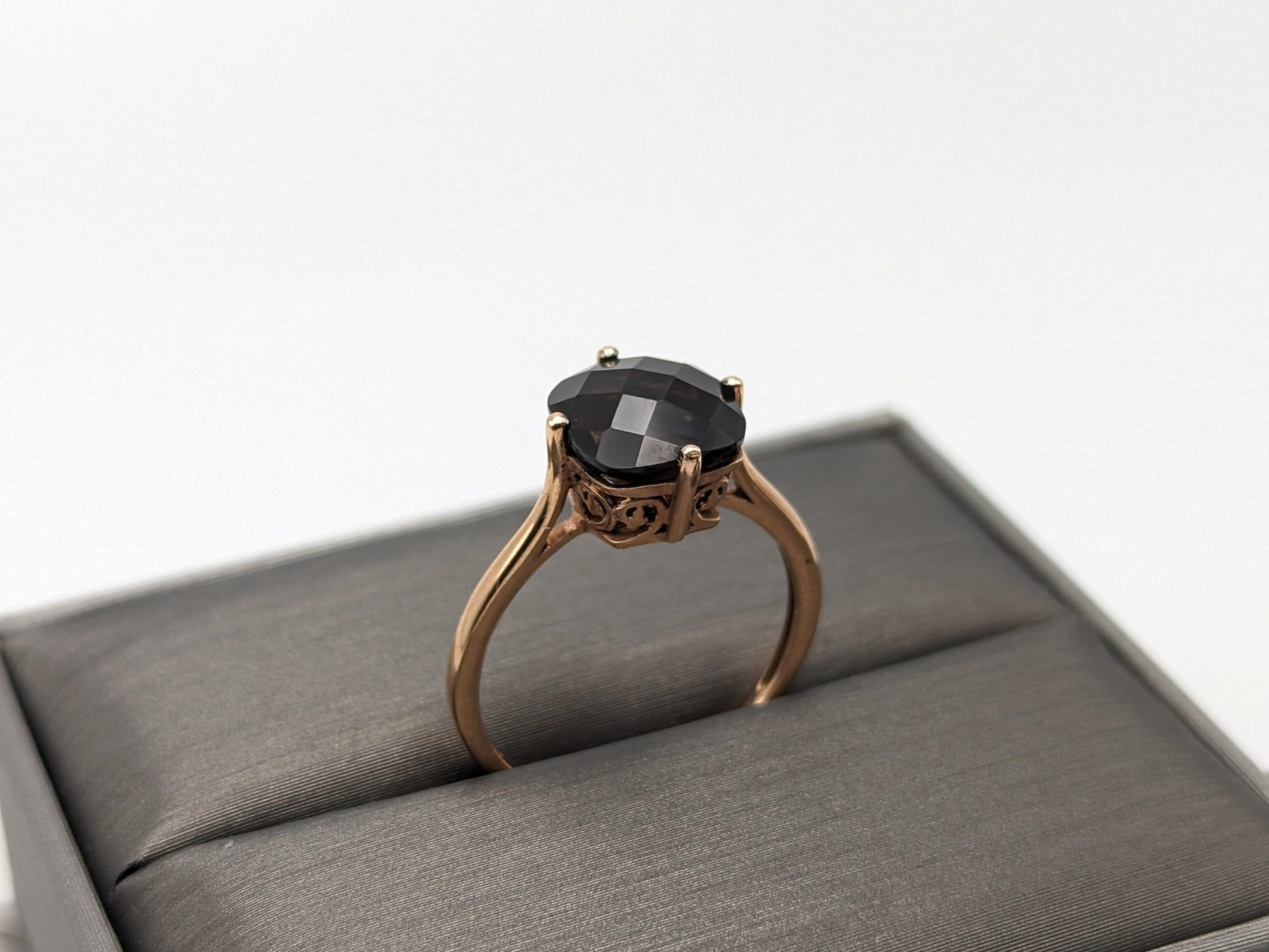 LeVian 14k Yellow Gold Chocolate Smoky Quartz Square Statement Wdding Cocktail Ring