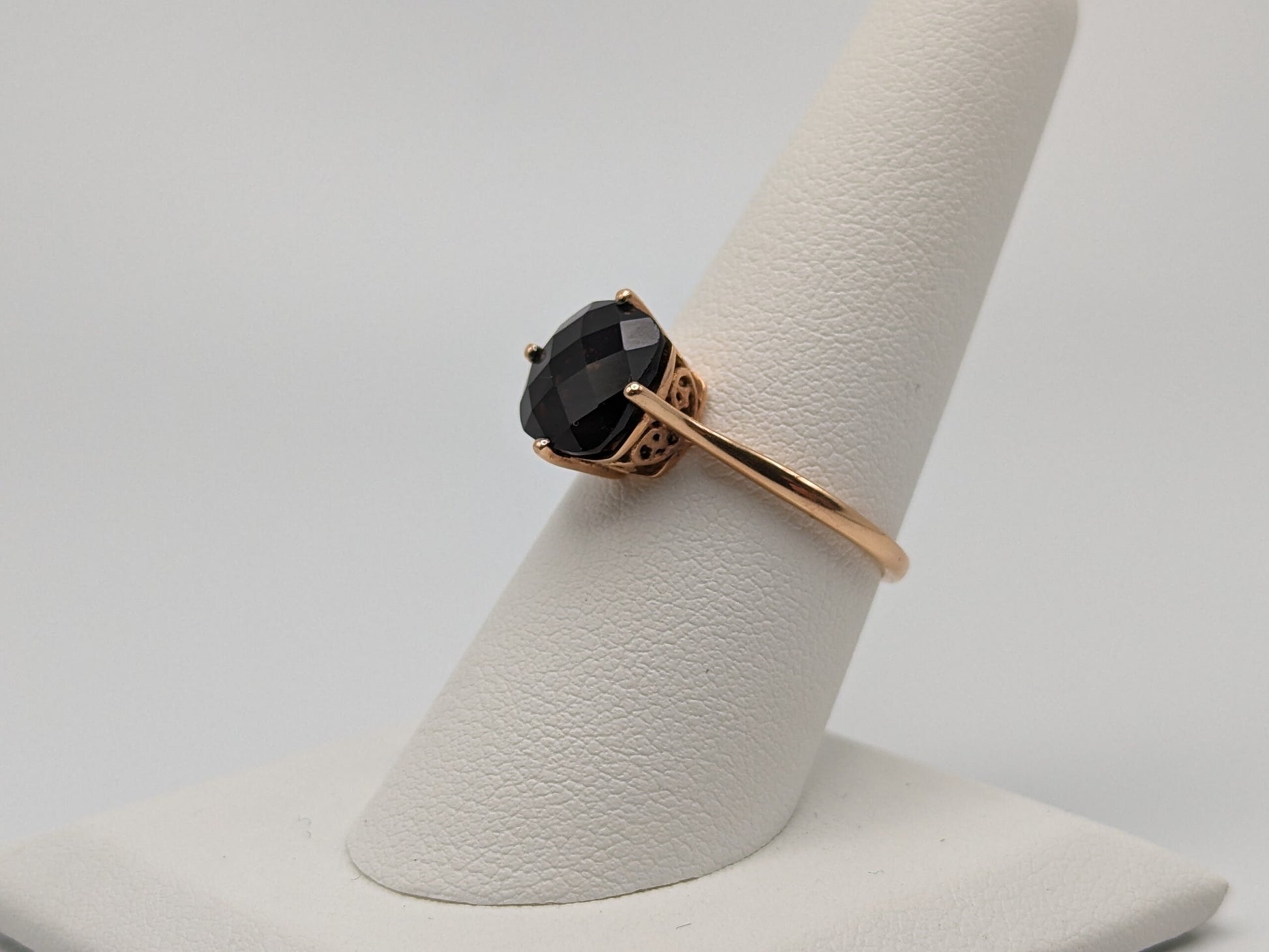 LeVian 14k Yellow Gold Chocolate Smoky Quartz Square Statement Wdding Cocktail Ring
