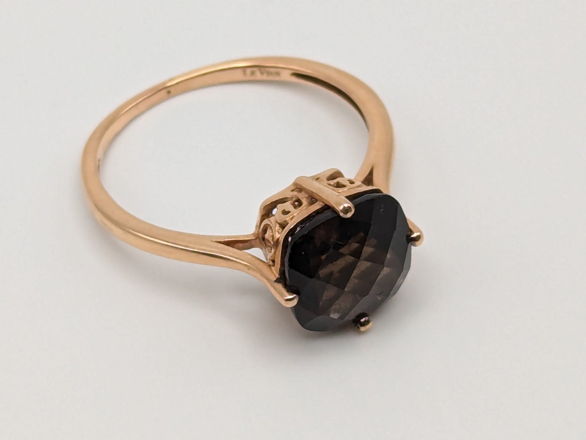 LeVian 14k Yellow Gold Chocolate Smoky Quartz Square Statement Wdding Cocktail Ring