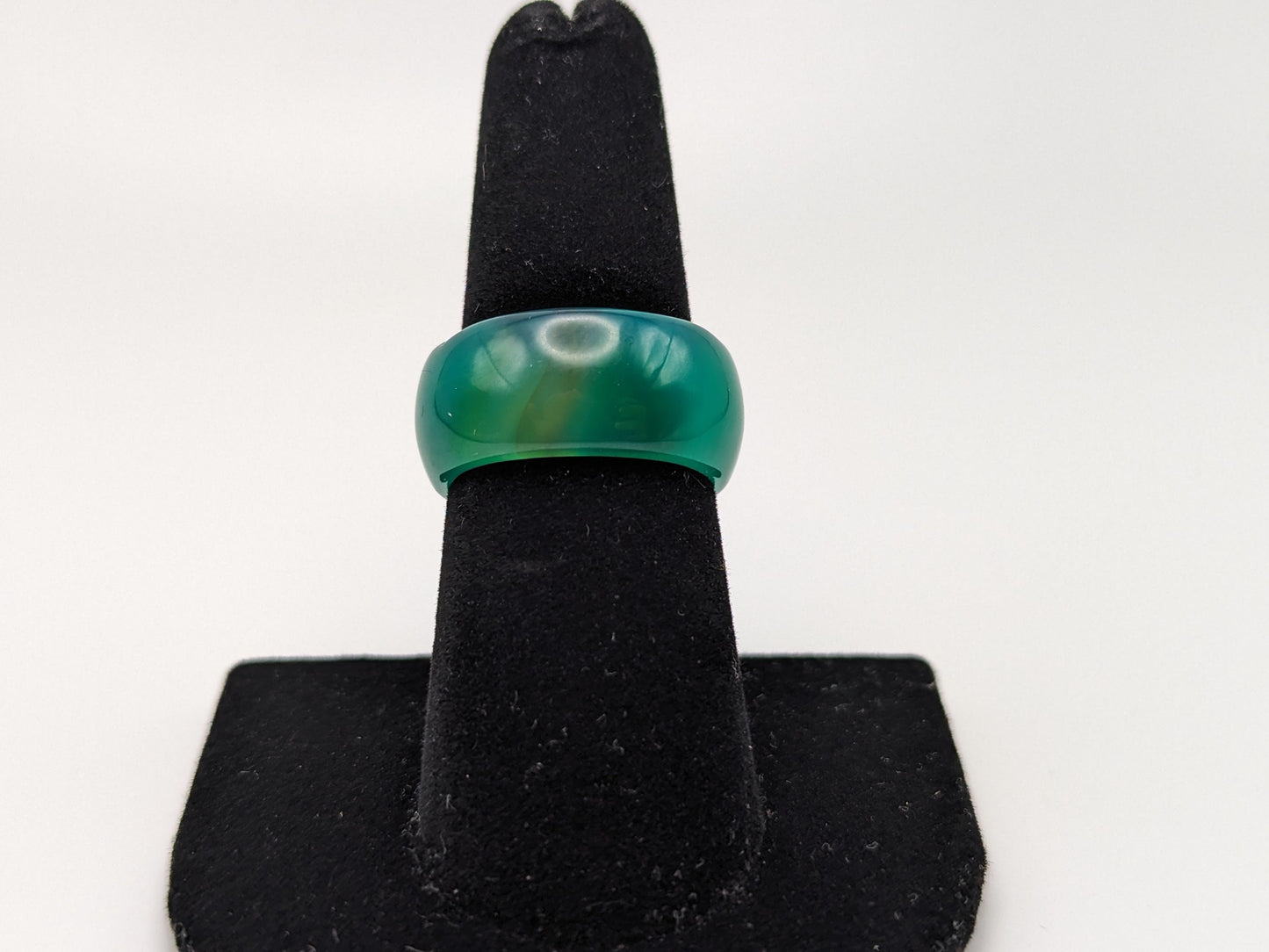 Green Jade Ring. Turquoise Green Gemstone Band.