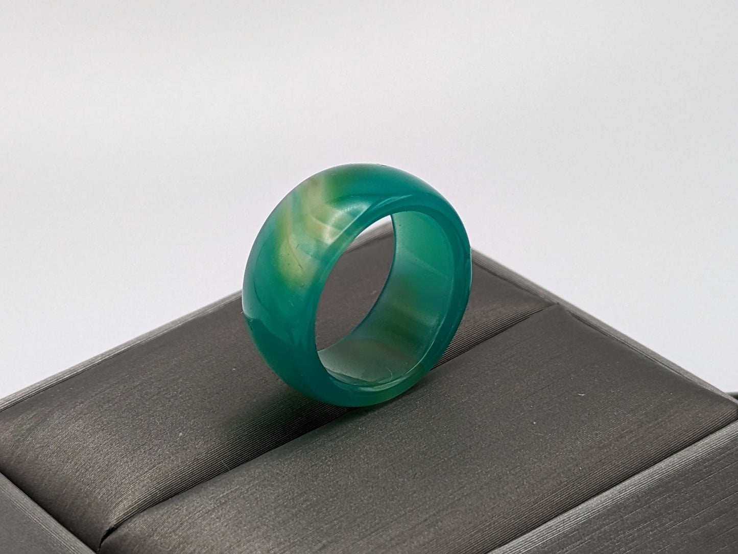 Green Jade Ring. Turquoise Green Gemstone Band.