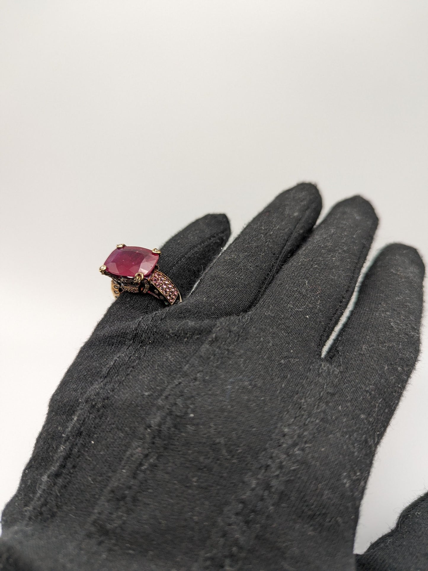 APPRAISED! 9gr 14k Solid Gold Cast & Assembled Ruby, Tourmaline, Diamond Wedding Ring