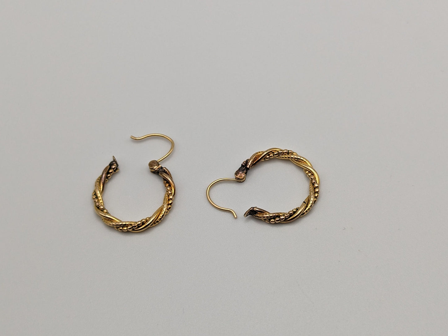 14k Gold Twisted Rope Hoop Earrings. Wire Hoop Earrings Real Solid 14K Yellow Gold