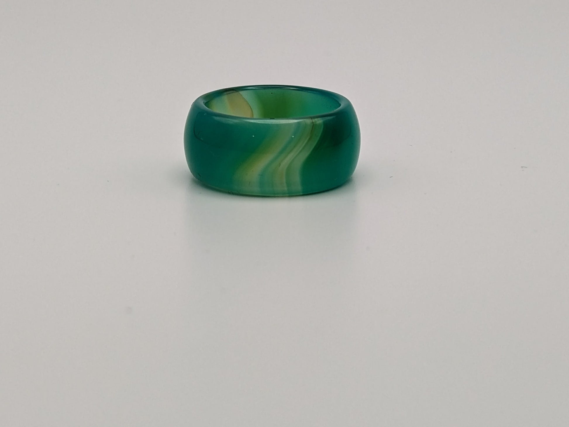 Green Jade Ring. Turquoise Green Gemstone Band.