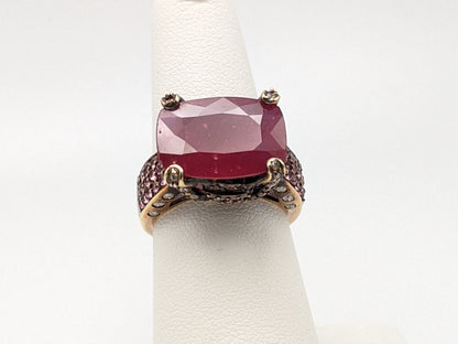 APPRAISED! 9gr 14k Solid Gold Cast & Assembled Ruby, Tourmaline, Diamond Wedding Ring