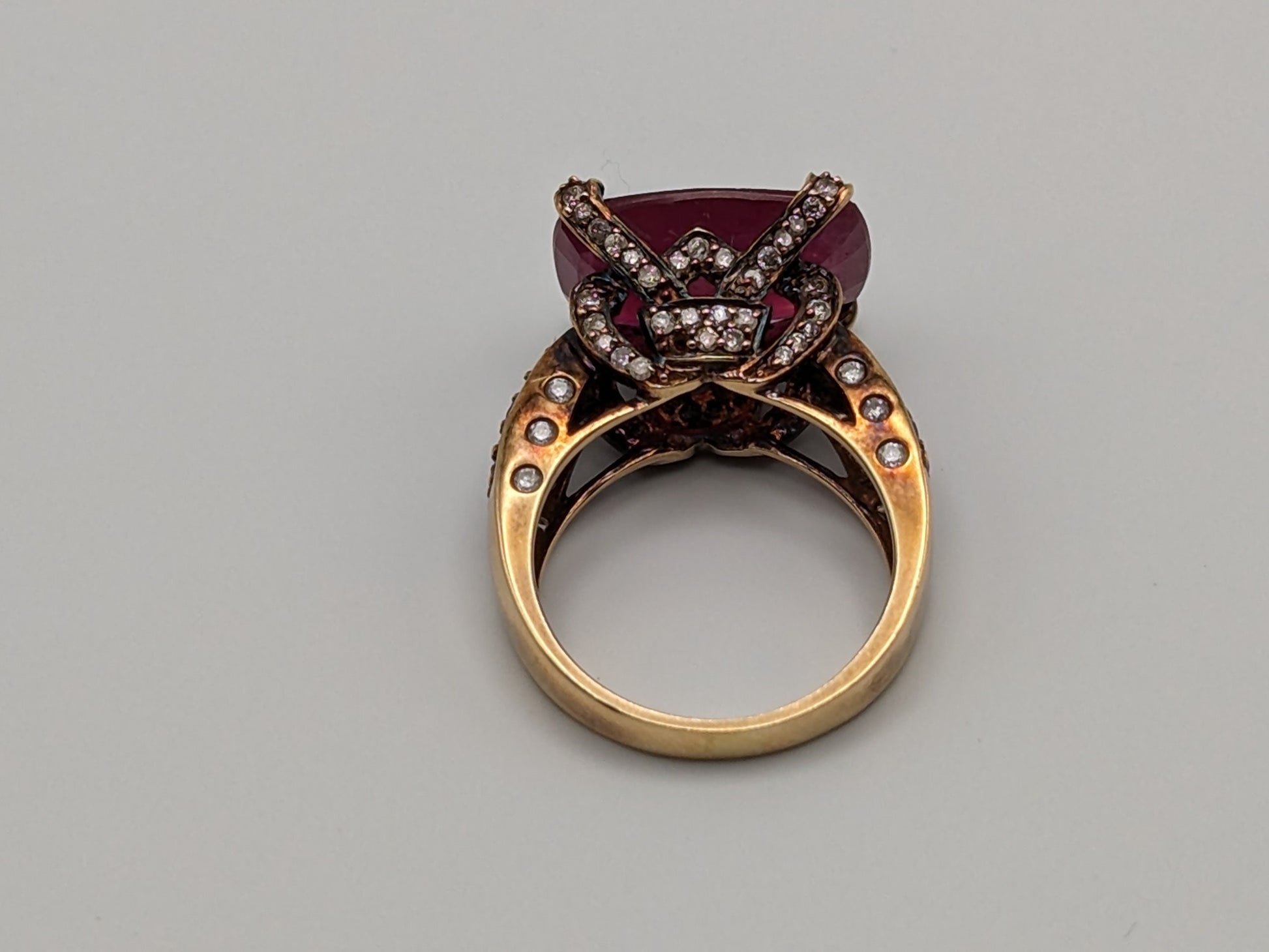 APPRAISED! 9gr 14k Solid Gold Cast & Assembled Ruby, Tourmaline, Diamond Wedding Ring