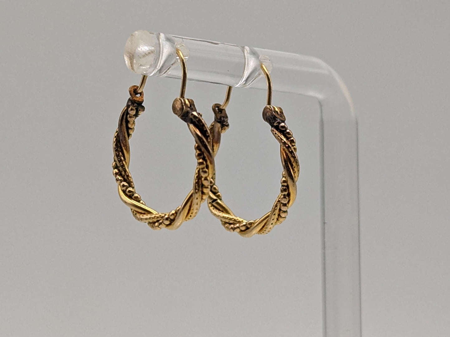 14k Gold Twisted Rope Hoop Earrings. Wire Hoop Earrings Real Solid 14K Yellow Gold