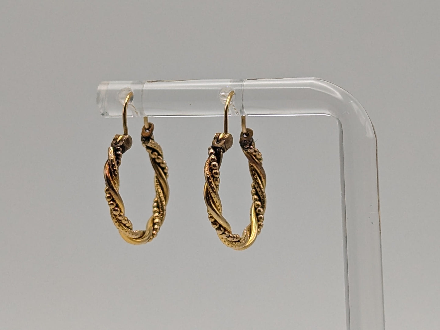 14k Gold Twisted Rope Hoop Earrings. Wire Hoop Earrings Real Solid 14K Yellow Gold