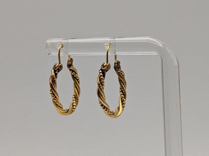 14k Gold Twisted Rope Hoop Earrings. Wire Hoop Earrings Real Solid 14K Yellow Gold