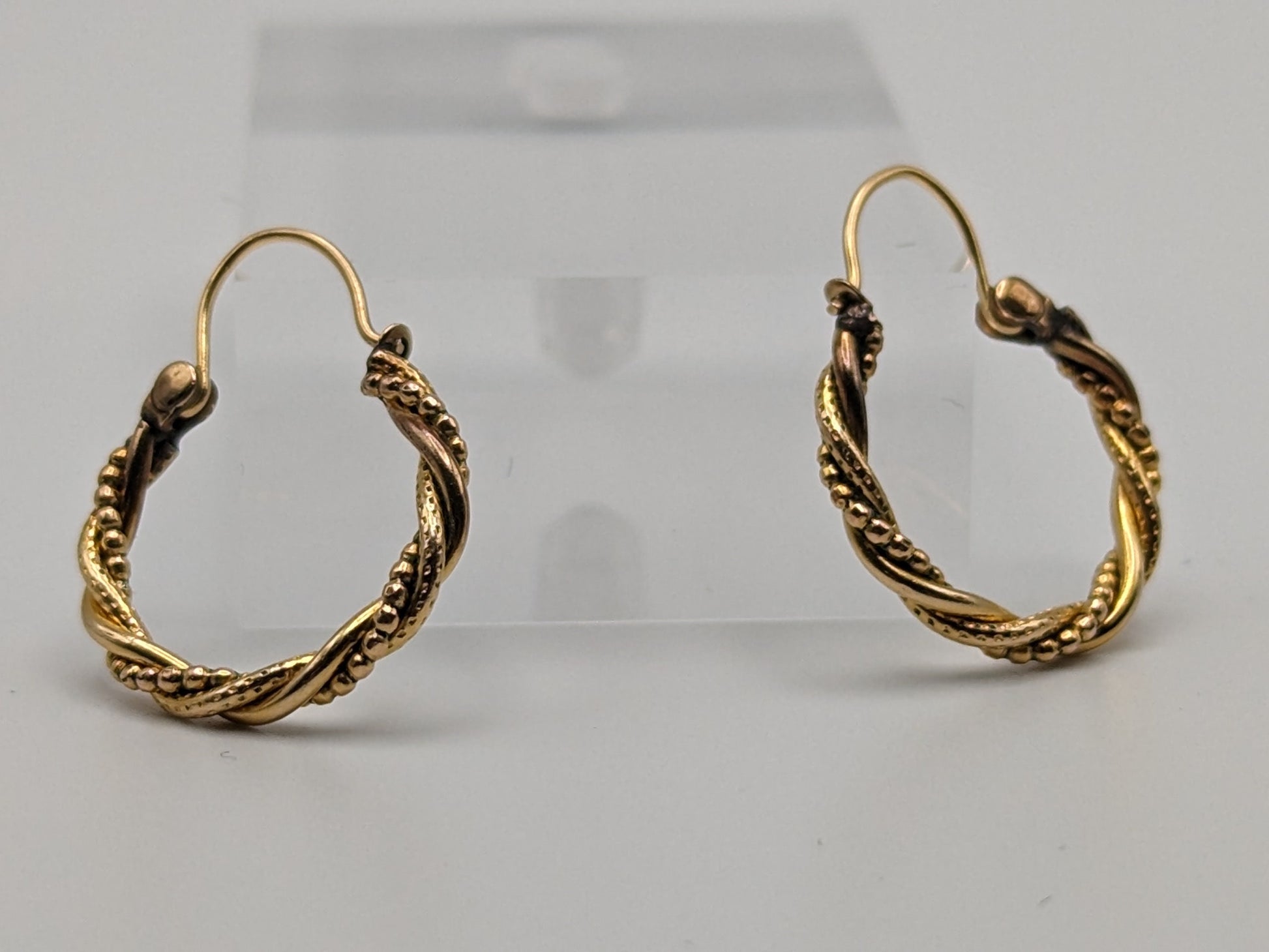 14k Gold Twisted Rope Hoop Earrings. Wire Hoop Earrings Real Solid 14K Yellow Gold