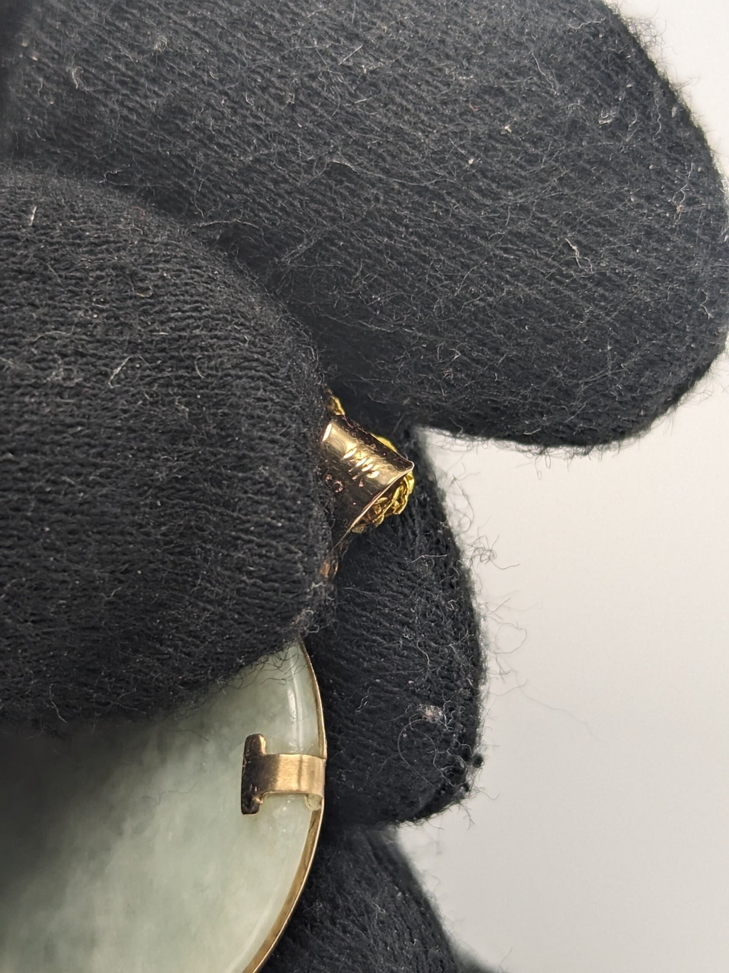 14k Gold Greek Key Jade Fu Symbol Luck Blessings Circle Pendant w/Complim GF 18k Chain 18"