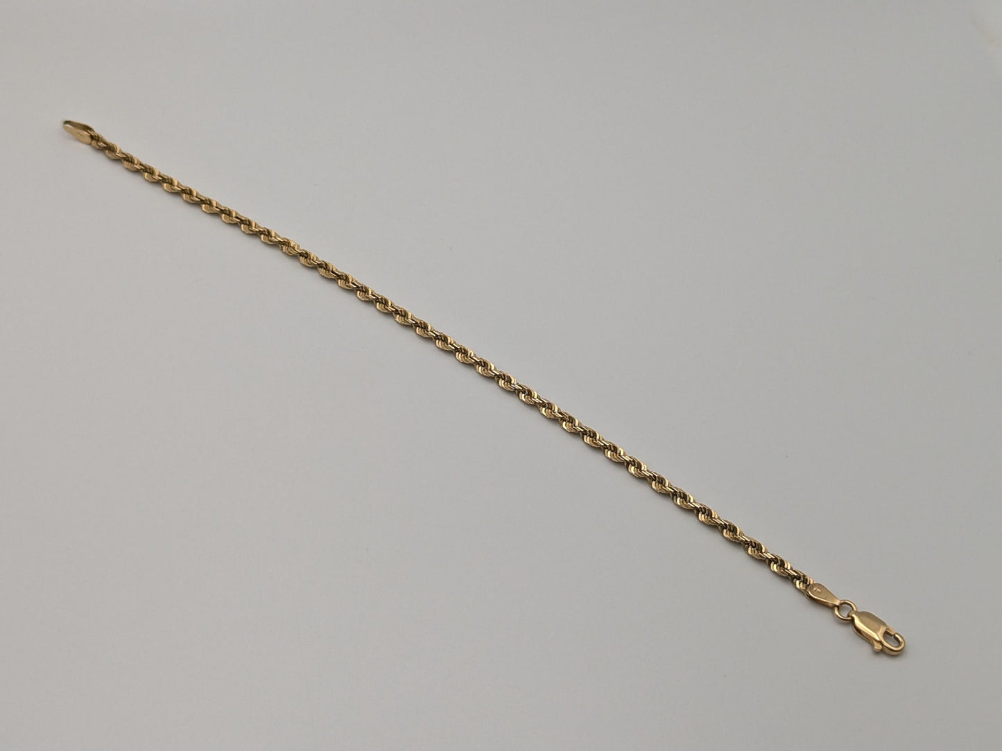 14k Yellow Gold 2.5mm Twisted Rope 7" Bracelet Chain Classic Gold Rope Chain