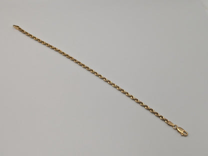14k Yellow Gold 2.5mm Twisted Rope 7" Bracelet Chain Classic Gold Rope Chain