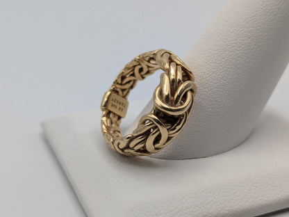 14k Gold Cable Rope Byzantine 9mm Wide Wedding Band Twist Engagement Ring