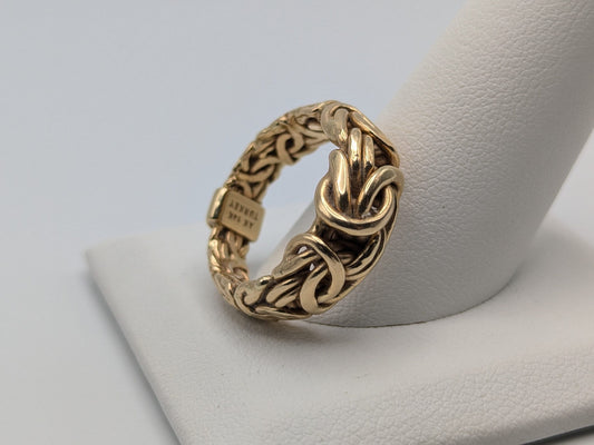 14k Gold Cable Rope Byzantine 9mm Wide Wedding Band Twist Engagement Ring