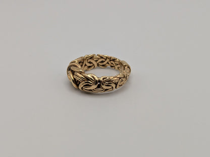 14k Gold Cable Rope Byzantine 9mm Wide Wedding Band Twist Engagement Ring