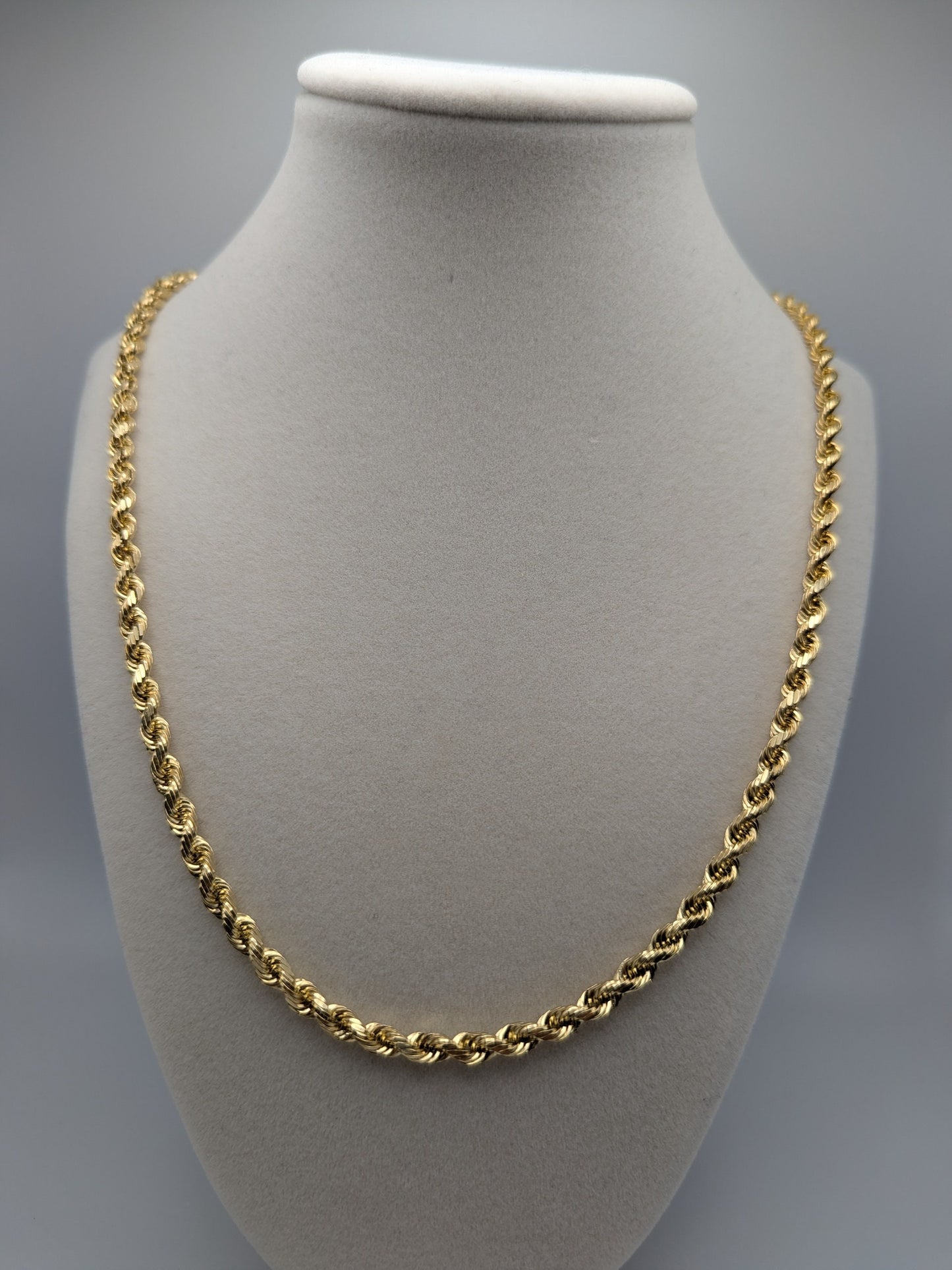 14k Heavy 12grams 4.8mm Rope Chain 22" Classic Yellow Gold Silk Rope Necklace Twisted Chain