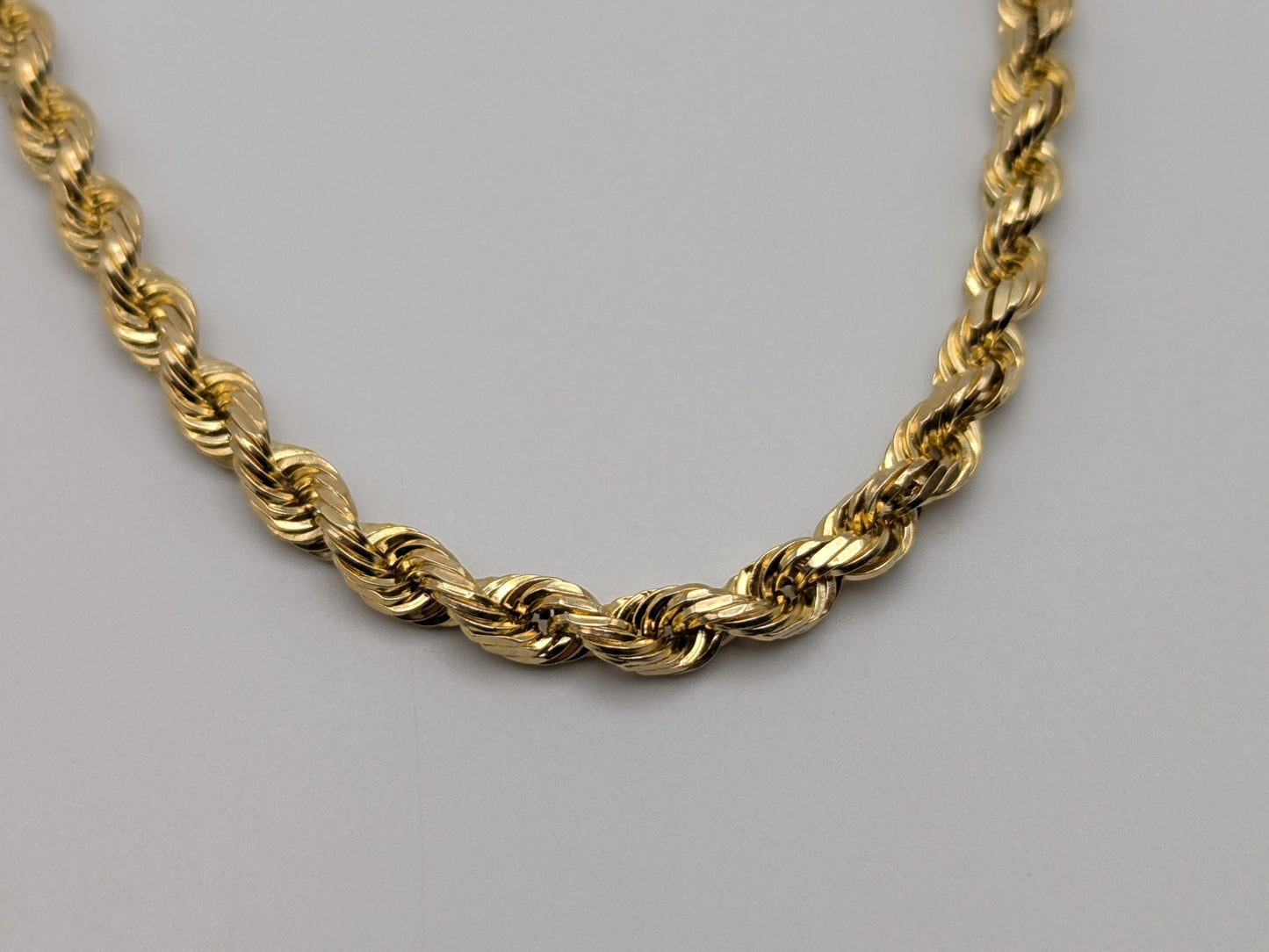 14k Heavy 12grams 4.8mm Rope Chain 22" Classic Yellow Gold Silk Rope Necklace Twisted Chain