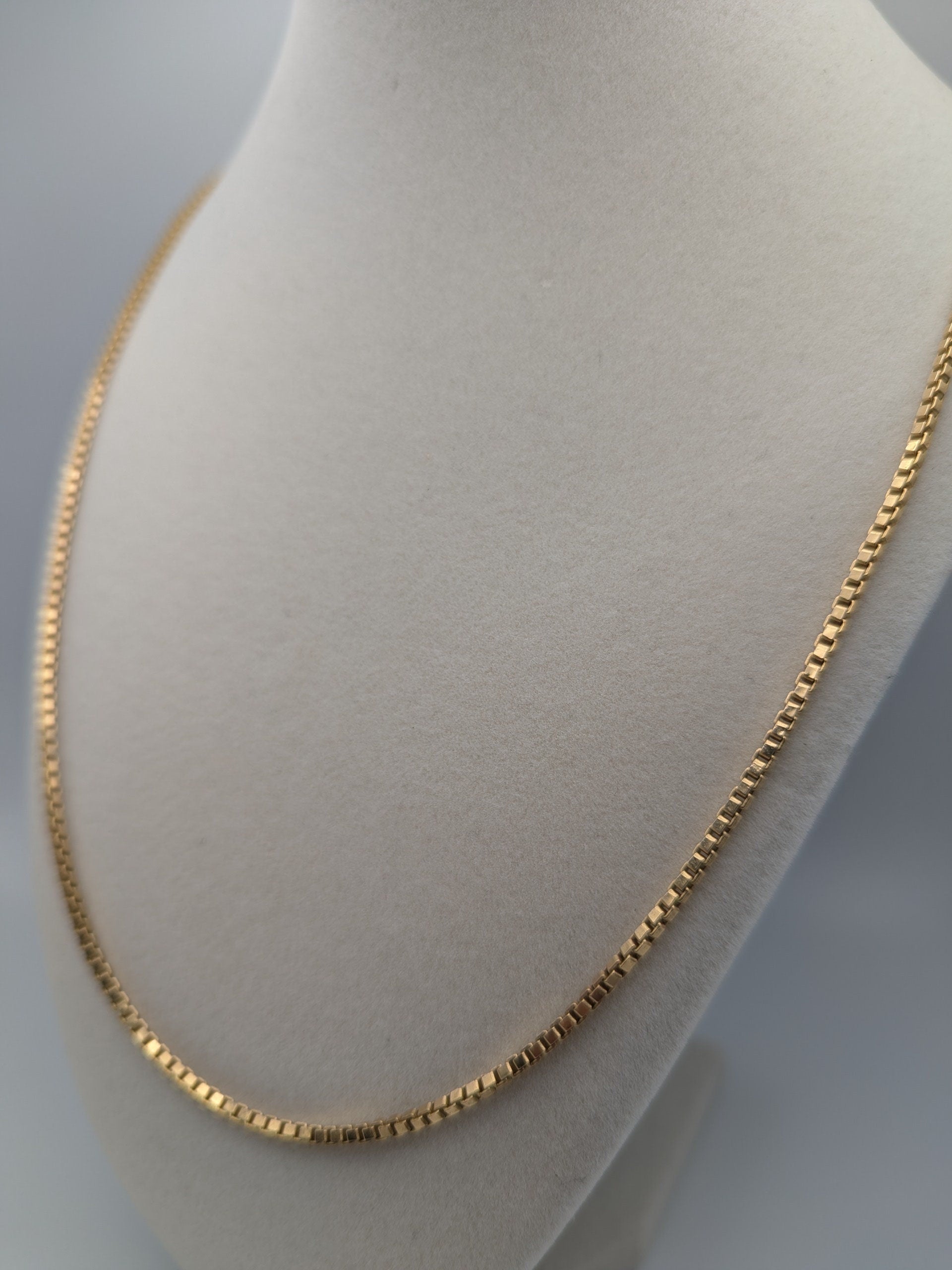 14k Italy Boston Box Link Chain Necklace 22" Yellow Gold Italian Chain