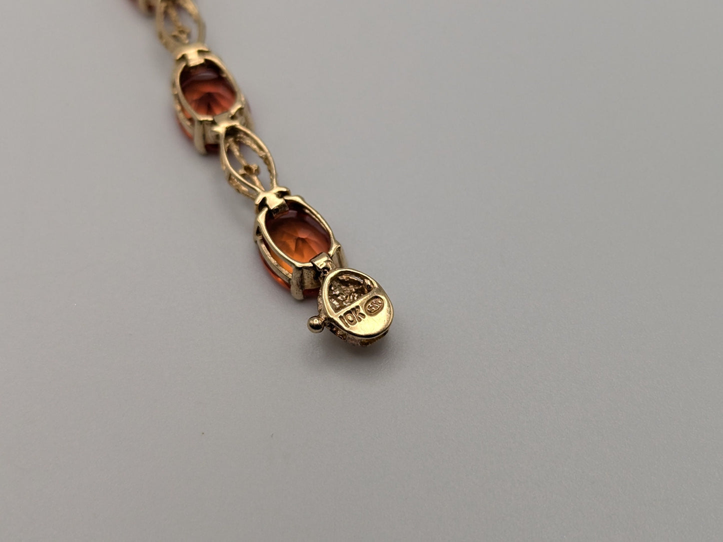 10kt Yellow Gold Orange Sapphire Diamond Tennis Bracelet 8.6 grams. Womens Sapphire Bracelet