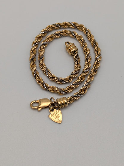 Specialty 14k Gold Beverly Hills Two-Tone Silk Rope Bracelet. 14k Gold Twist Bracelet 7"