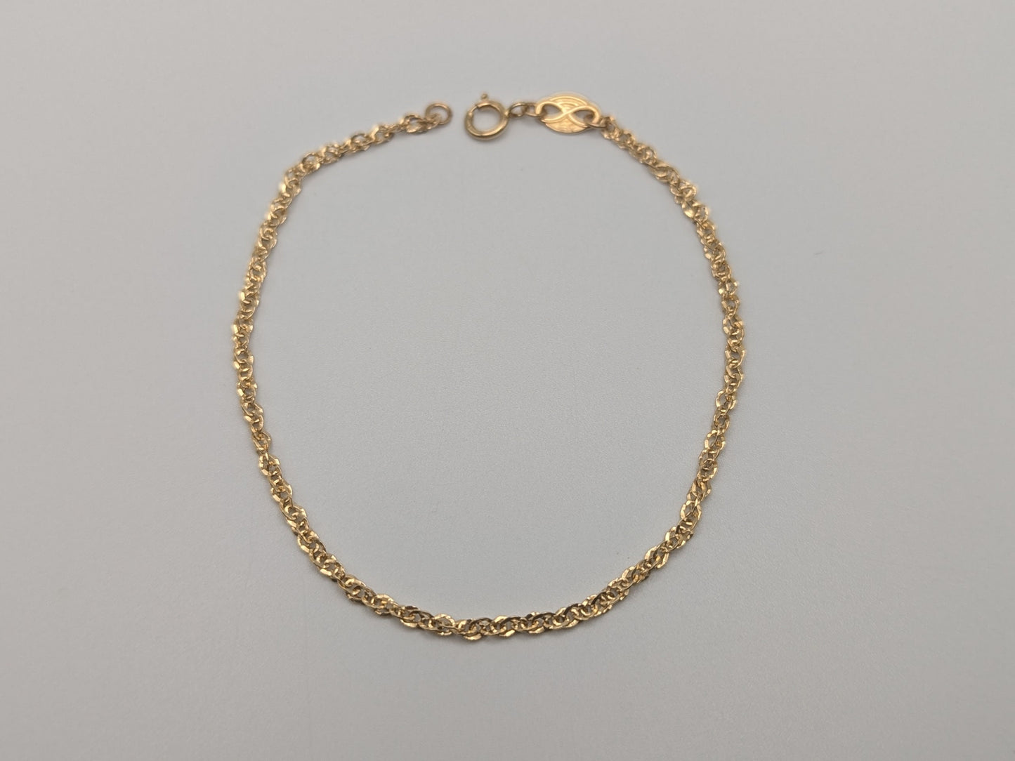 14k Yellow Gold Italy 7" Special Double Link Bracelet Chain. 14k Dainty Yellow Gold Chain Bracelet.