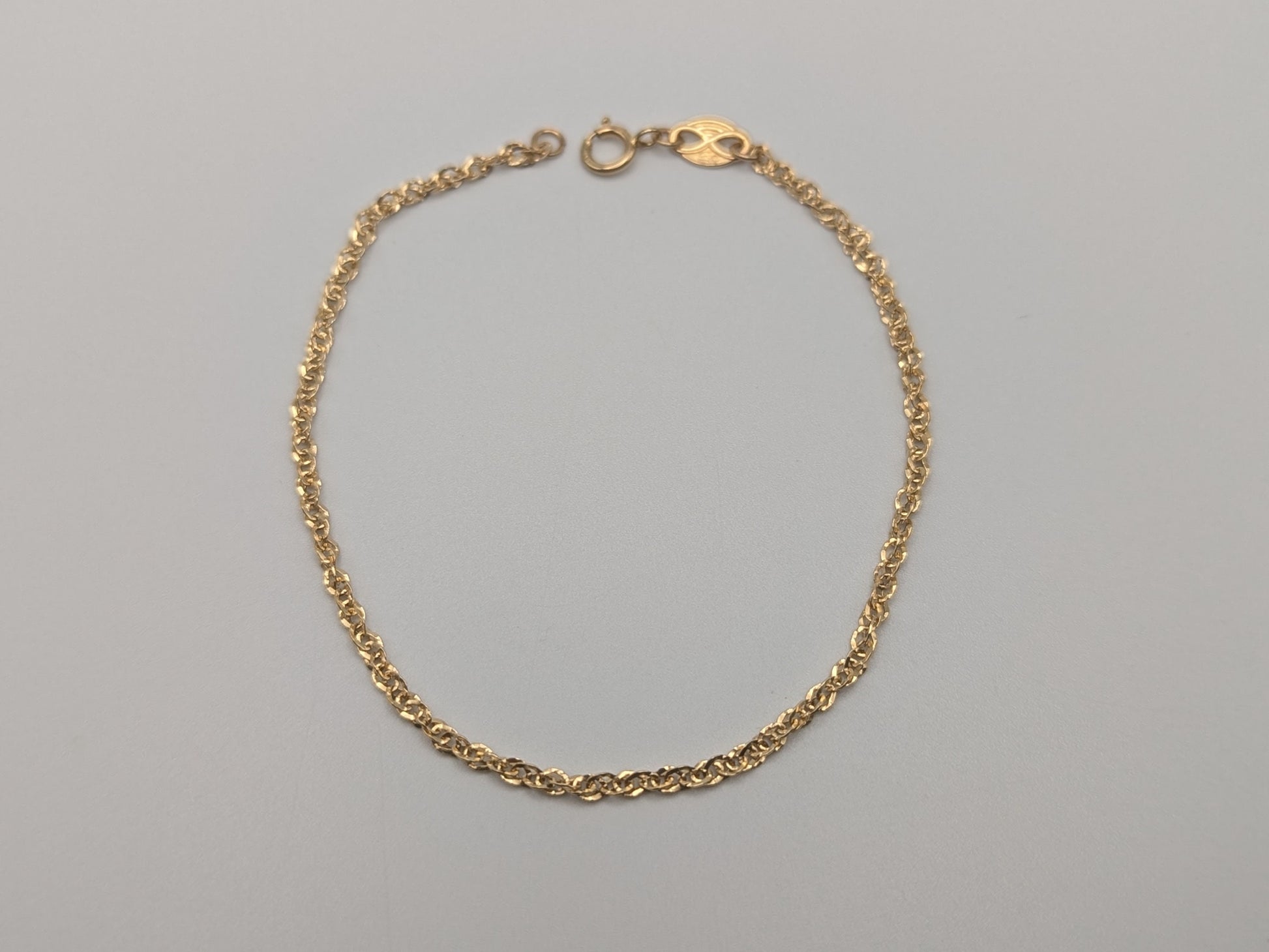 14k Yellow Gold Italy 7" Special Double Link Bracelet Chain. 14k Dainty Yellow Gold Chain Bracelet.