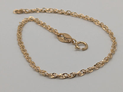 14k Yellow Gold Italy 7" Special Double Link Bracelet Chain. 14k Dainty Yellow Gold Chain Bracelet.