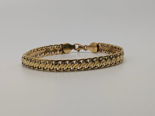 10k Italy 7mm Yellow Gold Double Link Italian Bracelet. 10k Interwoven Links Bracelet 7"