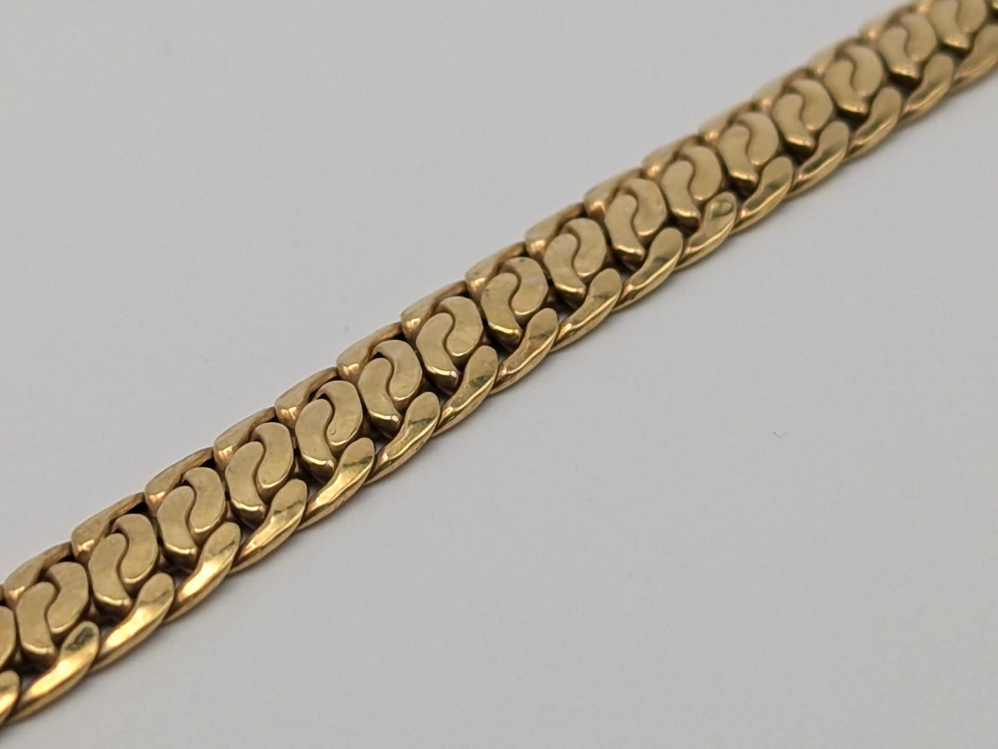 10k Italy 7mm Yellow Gold Double Link Italian Bracelet. 10k Interwoven Links Bracelet 7"