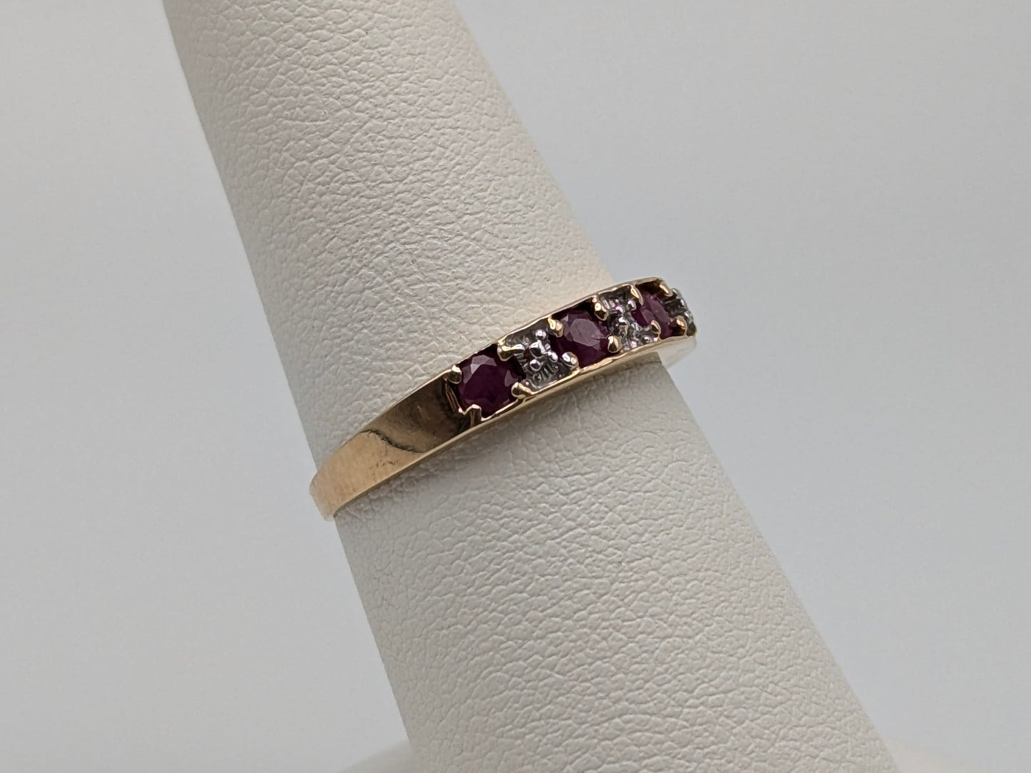 10k Yellow Gold Ruby and Diamond Channel Setting Ring. Wedding Ring.Promise Band