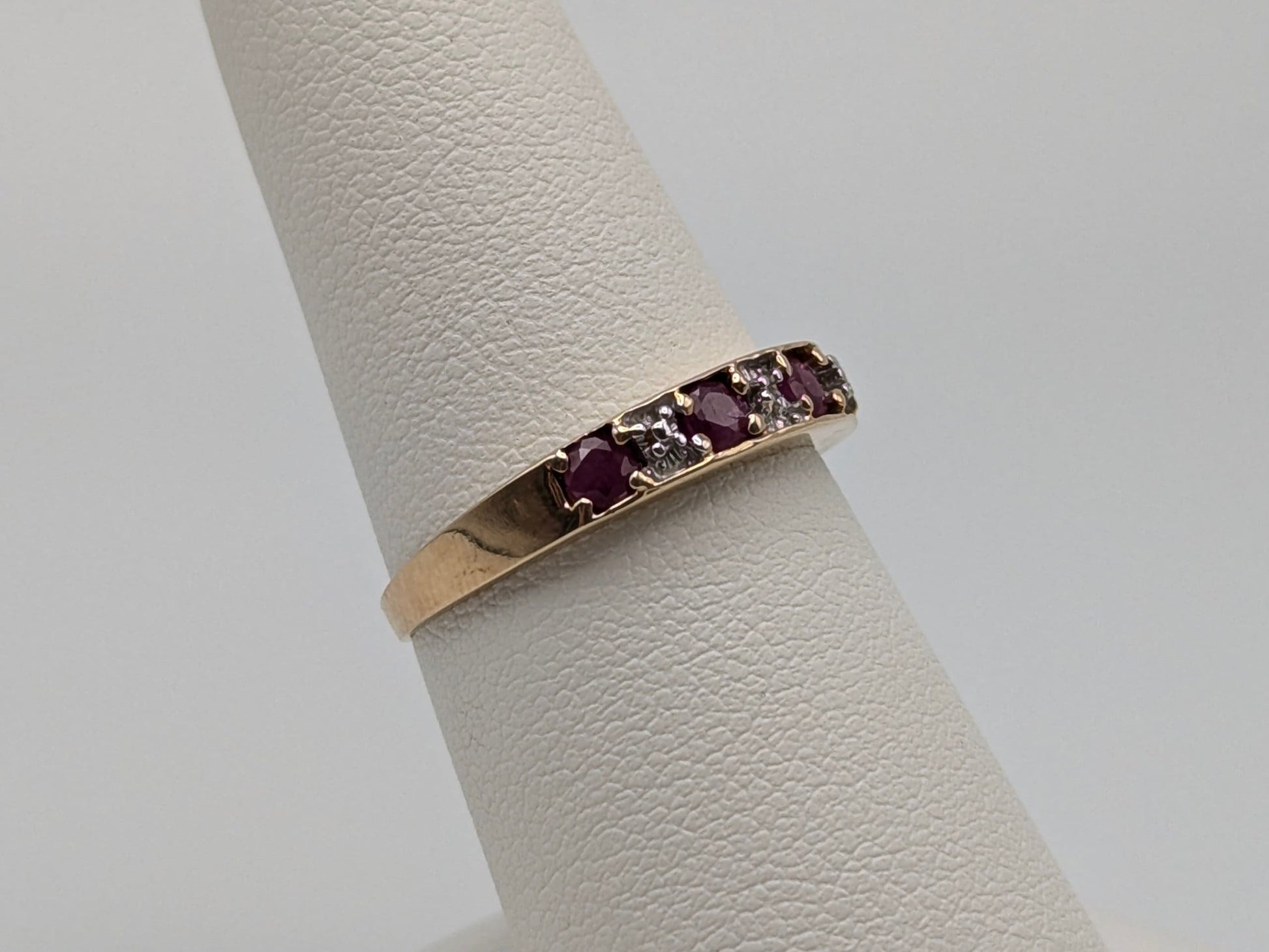 10k Yellow Gold Ruby and Diamond Channel Setting Ring. Wedding Ring.Promise Band