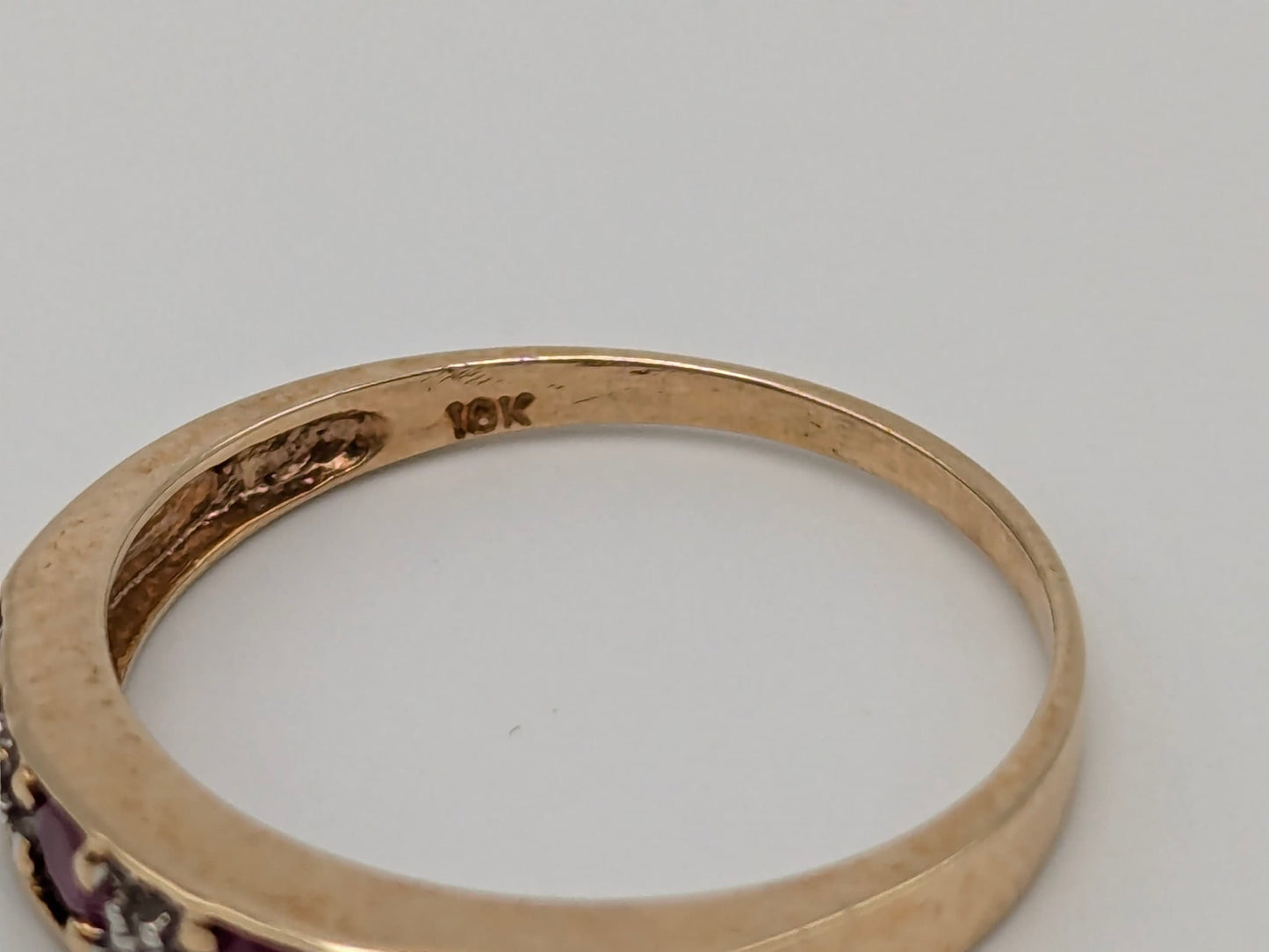 10k Yellow Gold Ruby and Diamond Channel Setting Ring. Wedding Ring.Promise Band