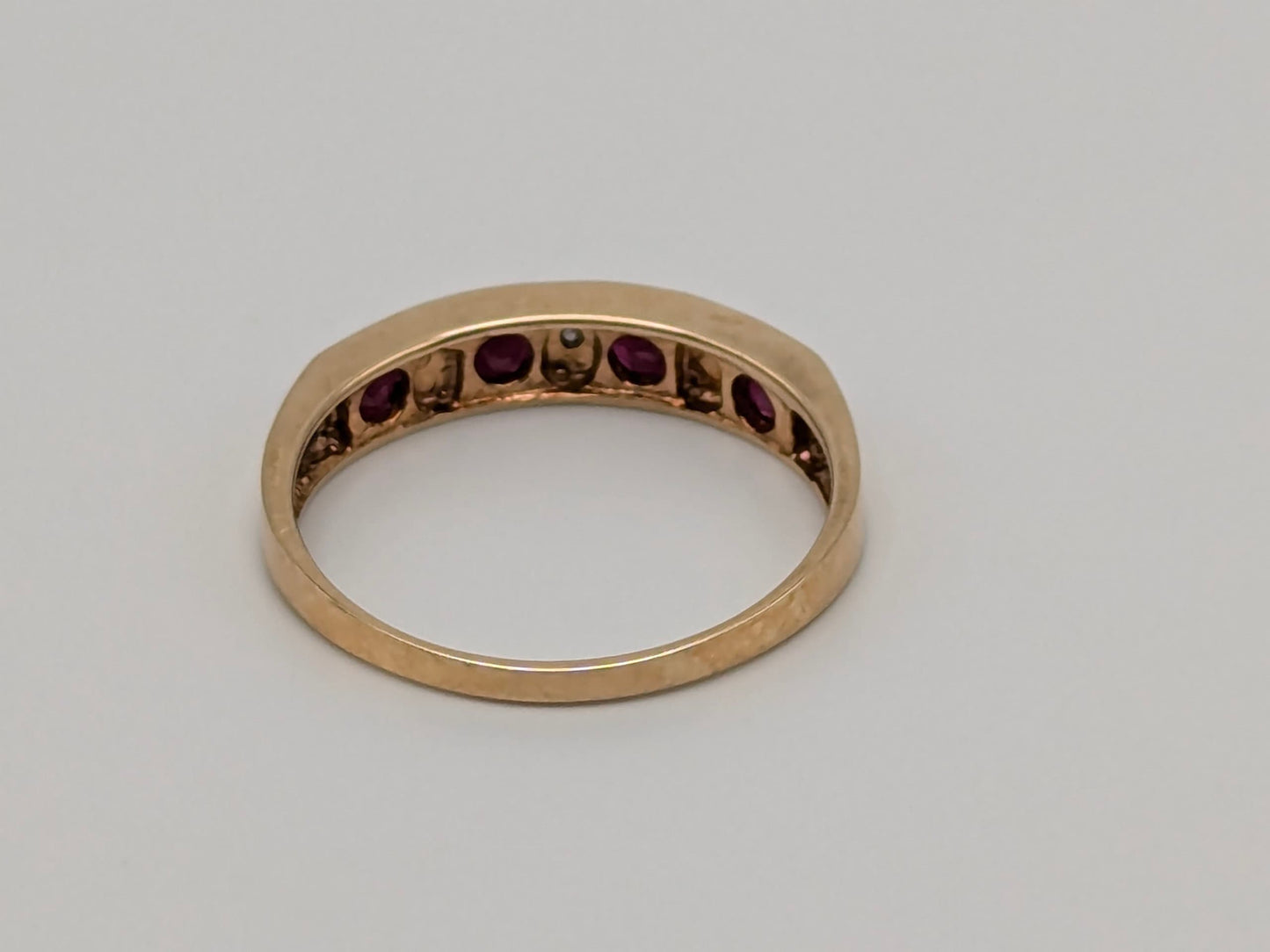 10k Yellow Gold Ruby and Diamond Channel Setting Ring. Wedding Ring.Promise Band