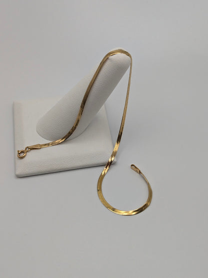 Yellow Gold 14k Italian Herring Bone Bracelet. 14k Herring Bone Chain Bracelet 9"
