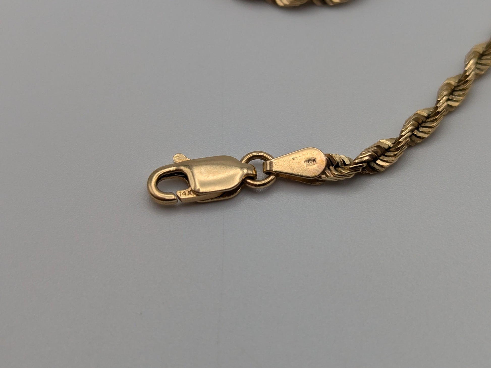 14k Yellow Gold 2.5mm Twisted Rope 7" Bracelet Chain Classic Gold Rope Chain