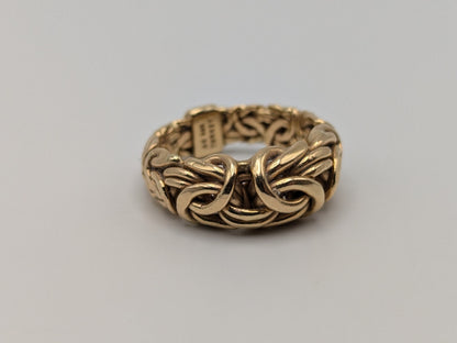 14k Gold Cable Rope Byzantine 9mm Wide Wedding Band Twist Engagement Ring