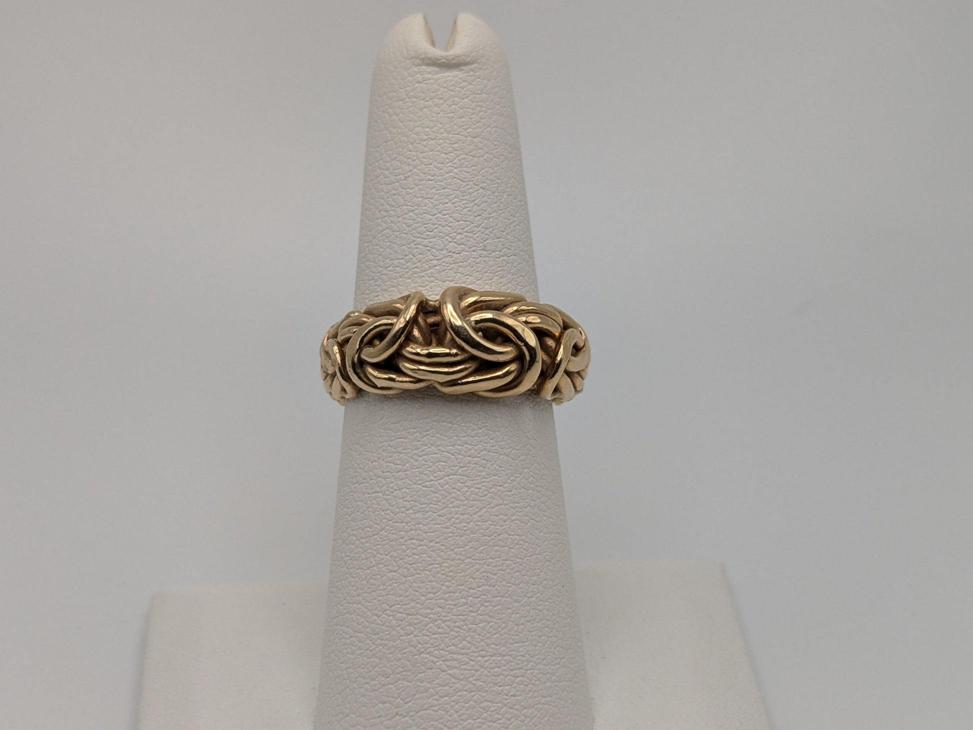 14k Gold Cable Rope Byzantine 9mm Wide Wedding Band Twist Engagement Ring